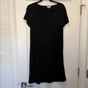 Black Crisscross V-Neck Mini Dress